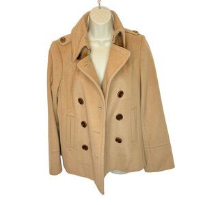 J.Crew 100% Wool Camel Peacoat – Double Breasted Classic Coat- Size M
